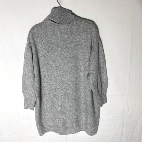 Mango Oversized Grey Knit Turtleneck Sweater W Bubble Sleeves M - Picture 13 of 14